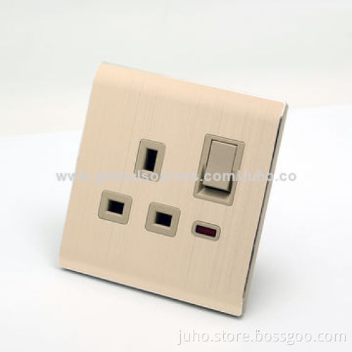 13A multiple socket/wall sockets, 1 gang with a red light, UK standard, electric switch & socket